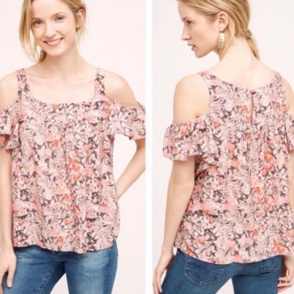 Maeve Pink Ruffled Sleeveless Blouse